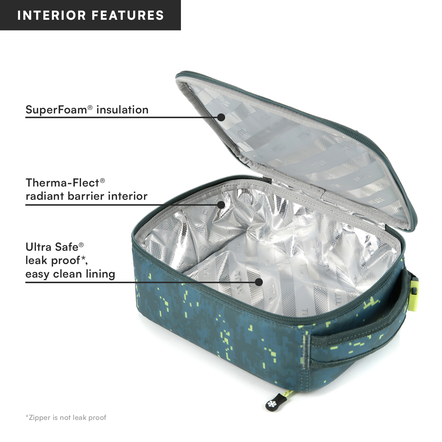 Titan by Arctic Zone Fridge Cold Insulated Lunch Box with Reusable Ice Walls - Pixel Camo