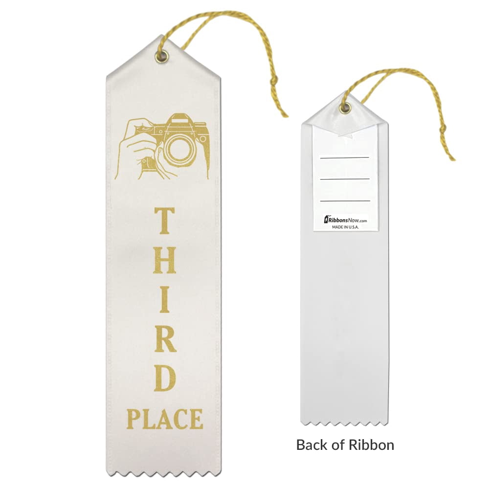 RibbonsNow Photography Award Ribbons 1st - 2nd - 3rd Place, 75 Total Ribbons - 25 Each Place with Card & String