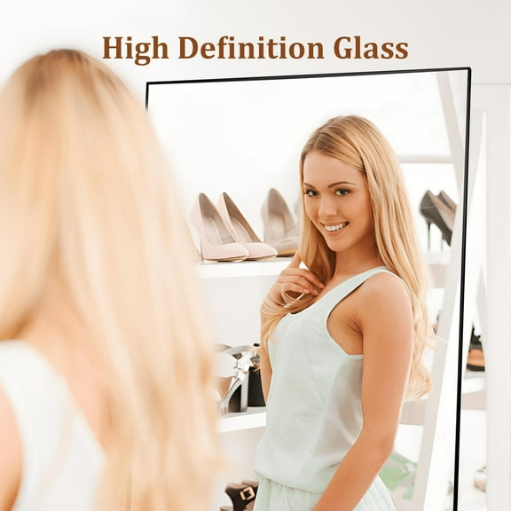 Freestanding Full-Length Mirror – Gold Frame Floor Mirror for Bedroom, Gym, or Living Room