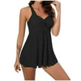 thumbnail image 1 of EGNMCR Bikini Set Women's Solid Color Swimsuit Fashion V Neck Lace Split Swimwear Set, 1 of 5