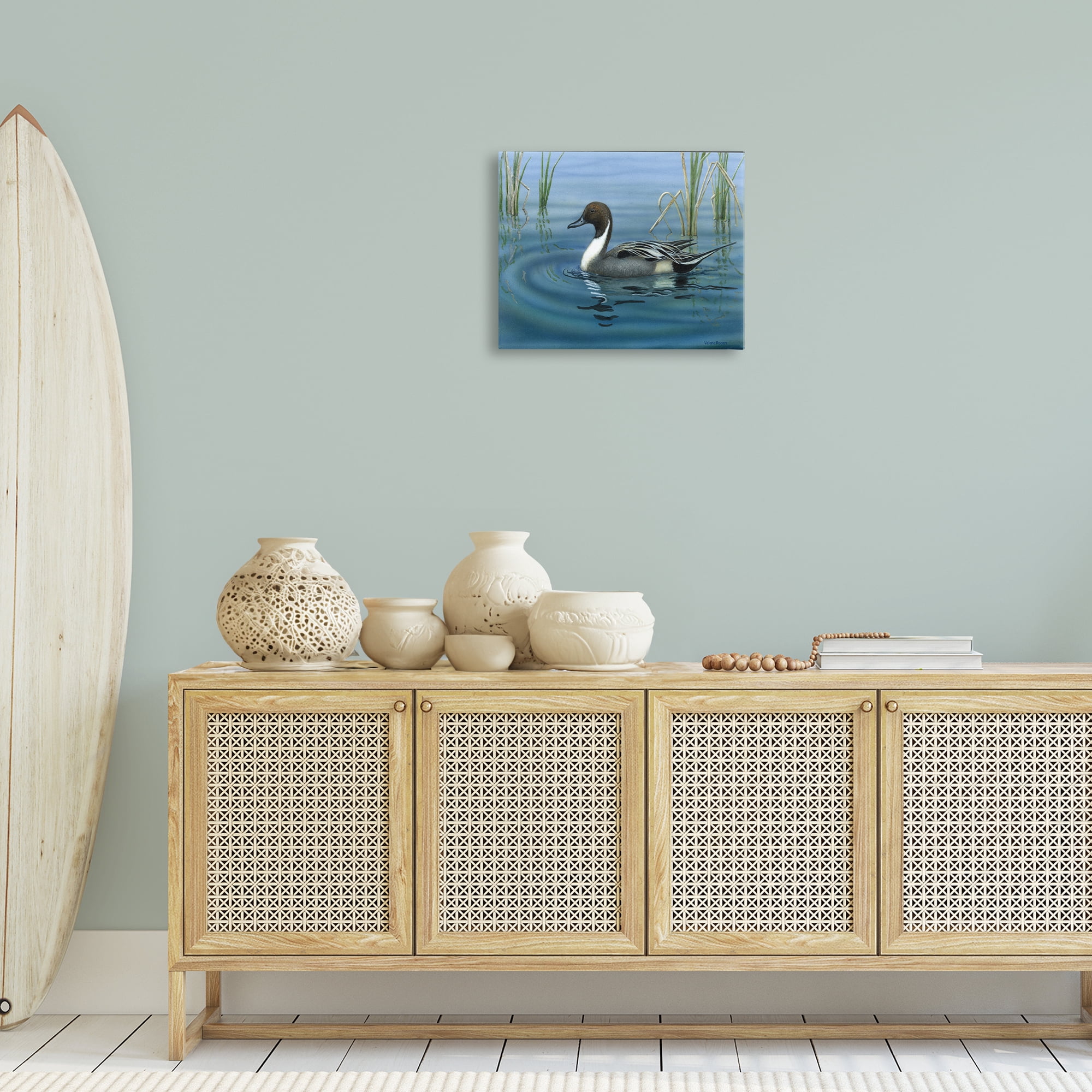 Stupell Industries Pintail Loon in Pond Animals Painting Wrapped Canvas Art Print Wall Art, 20 x 16