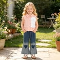 thumbnail image 5 of XINXIAOO Toddler Girls Clothes Sleeveless Shirt Flare Jeans Pant Outfits for Girl Bell Bottom Kids Girls Clothing Set Summer Fall Fashion Outfits 7-8 Years, 5 of 9