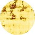 thumbnail image 1 of Ahgly Company Machine Washable Indoor Round Abstract Yellow Modern Area Rugs, 4' Round, 1 of 4