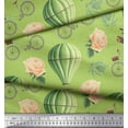 thumbnail image 3 of Soimoi Green Poly Georgette Fabric Amber Flush,Bicycle & Hot Air Balloon Holiday Printed Craft Fabric by the Yard 42 Inch Wide, 3 of 3