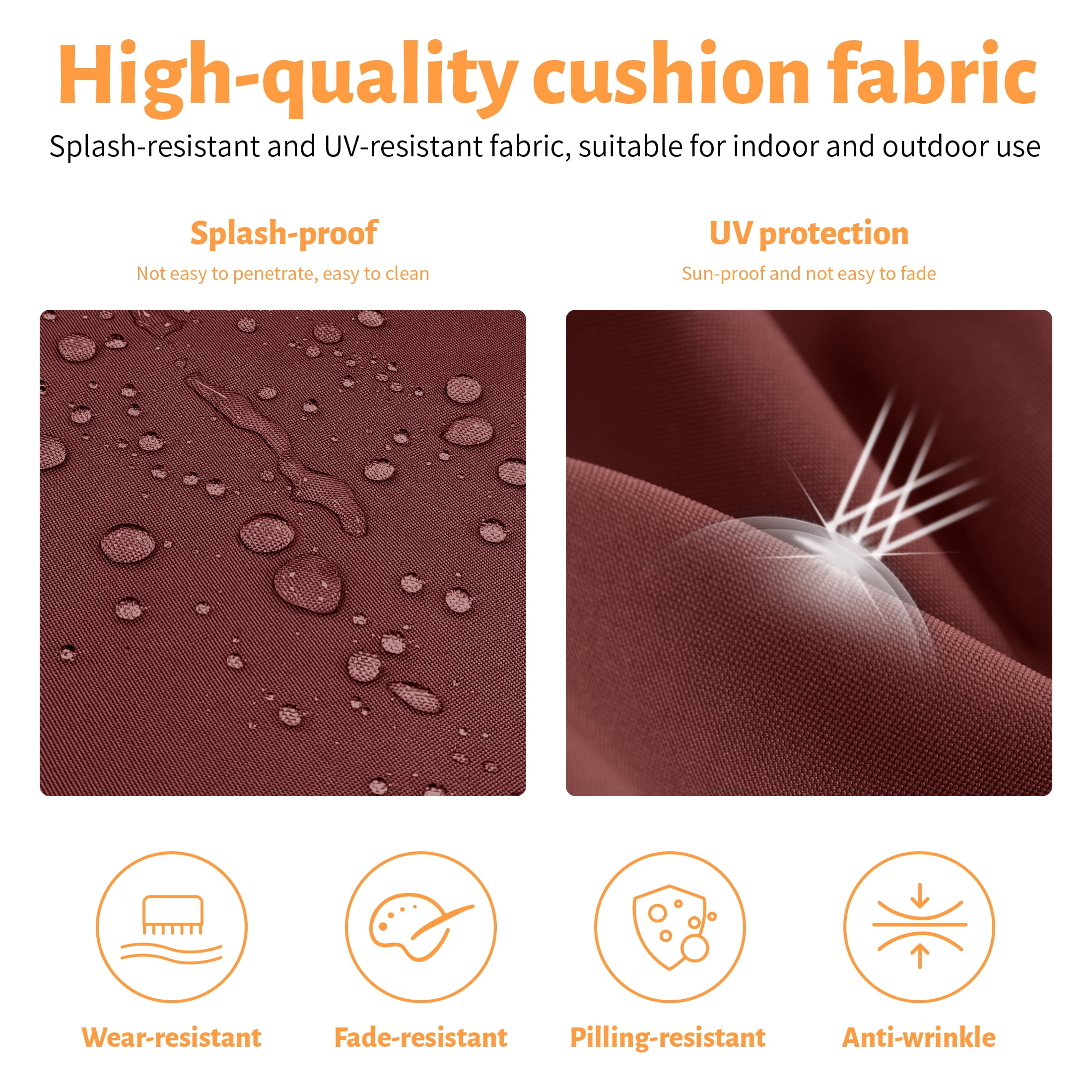 ROFIELTY 2-Pack Outdoor Chair Cushions 19x19, Waterproof & UV Resistant Patio Seat Pads with Removable Washable Cover, 3 Inch Thick All-Weather Cushions for Wicker Furniture, Burgundy Red