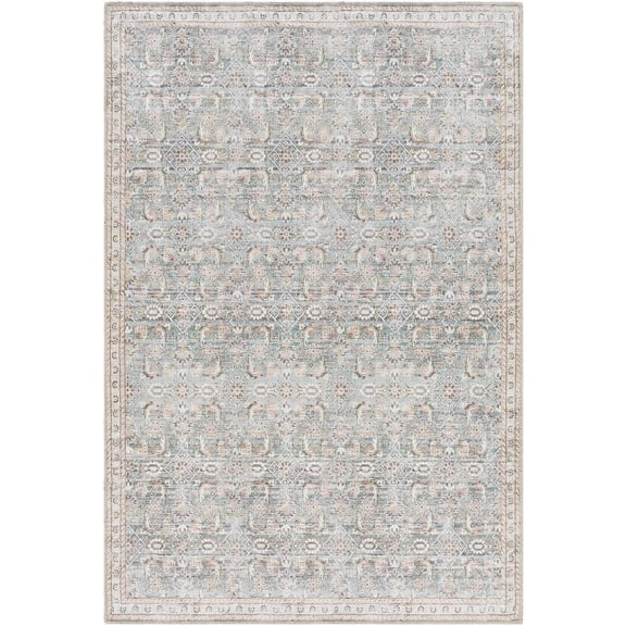 BoutiqueRugs Ayanna Traditional Area Rug - Machine Washable - Pale Blue, Teal, Cream - 2' x 2'11"