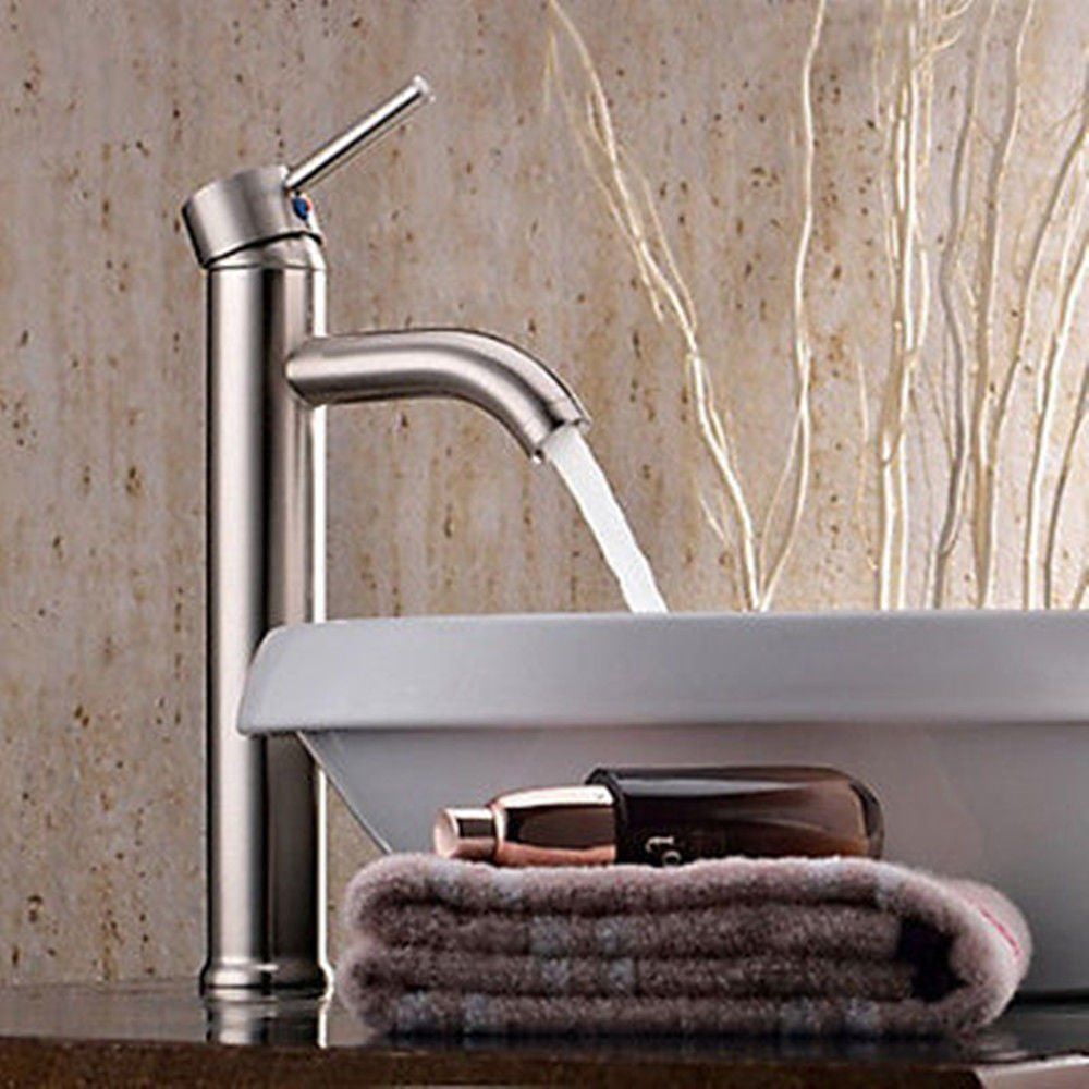 Ainfox 12" Modern Contemporary Brushed Nickel Finish Bathroom Faucet