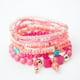 thumbnail image 1 of Xiao Hua Pulseras de cuentas apilables bohemias para mujeres y hombres, juego de pulseras multicapa con colgante y brazaletes elásticos, color rojo, 1 of 4