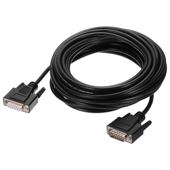 Uxcell DB15 Serial Cable, 28AWG Aluminium Foil Shielded DB15 Male to Female Straight Through Serial Cable for Data Communication, 32.8 ft