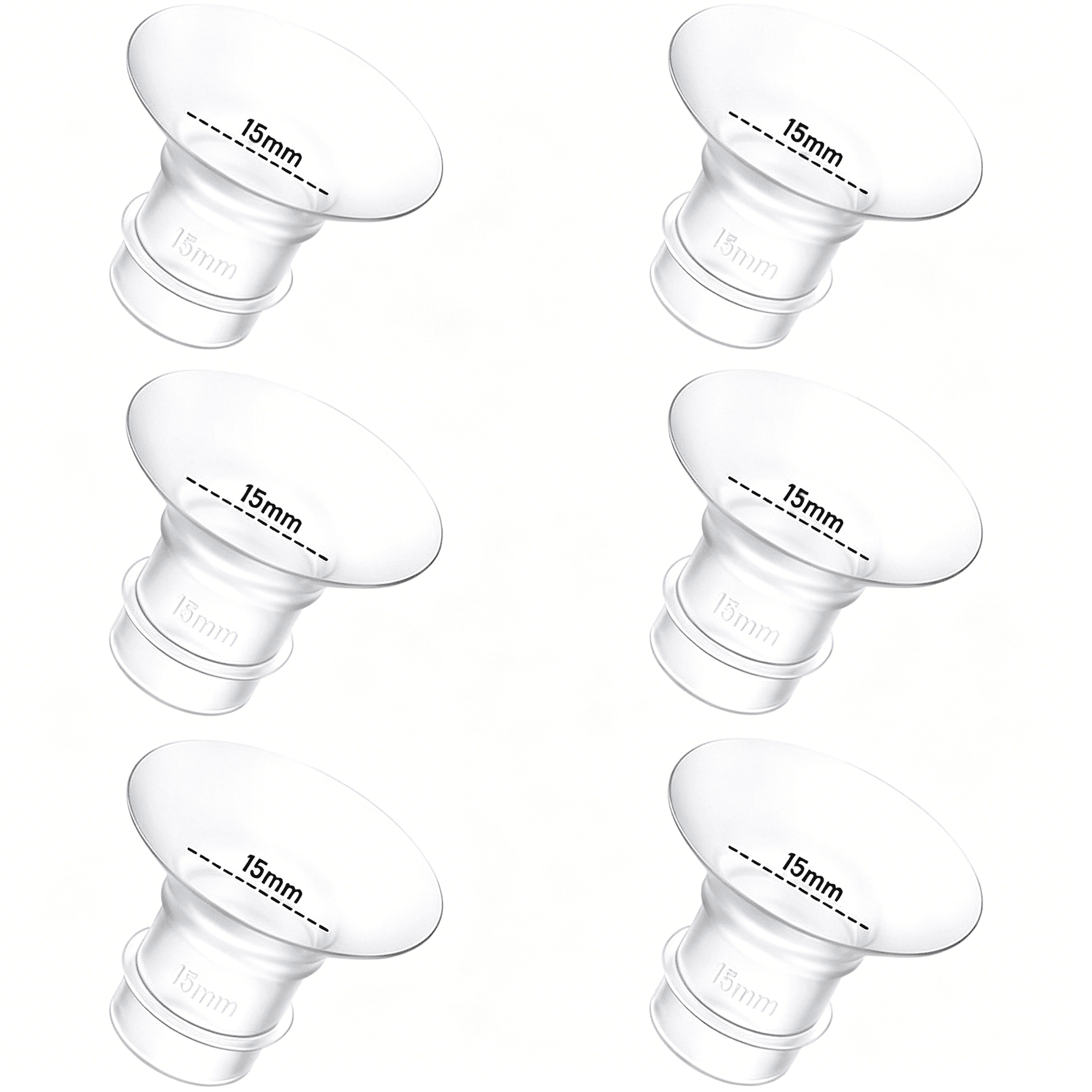 XIRQI 6Pcs Breast Pump Flange Insert 15mm Compatible with /Medela/Lansinoh Breast Pump