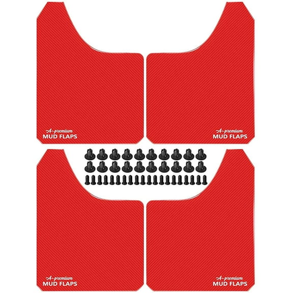 A-Premium 4 Pcs Red Universal Splash Guards Mud Flaps Mudflaps Mudguard Fender Flares for Car Pickup Truck SUV with Hardware Front and Rear