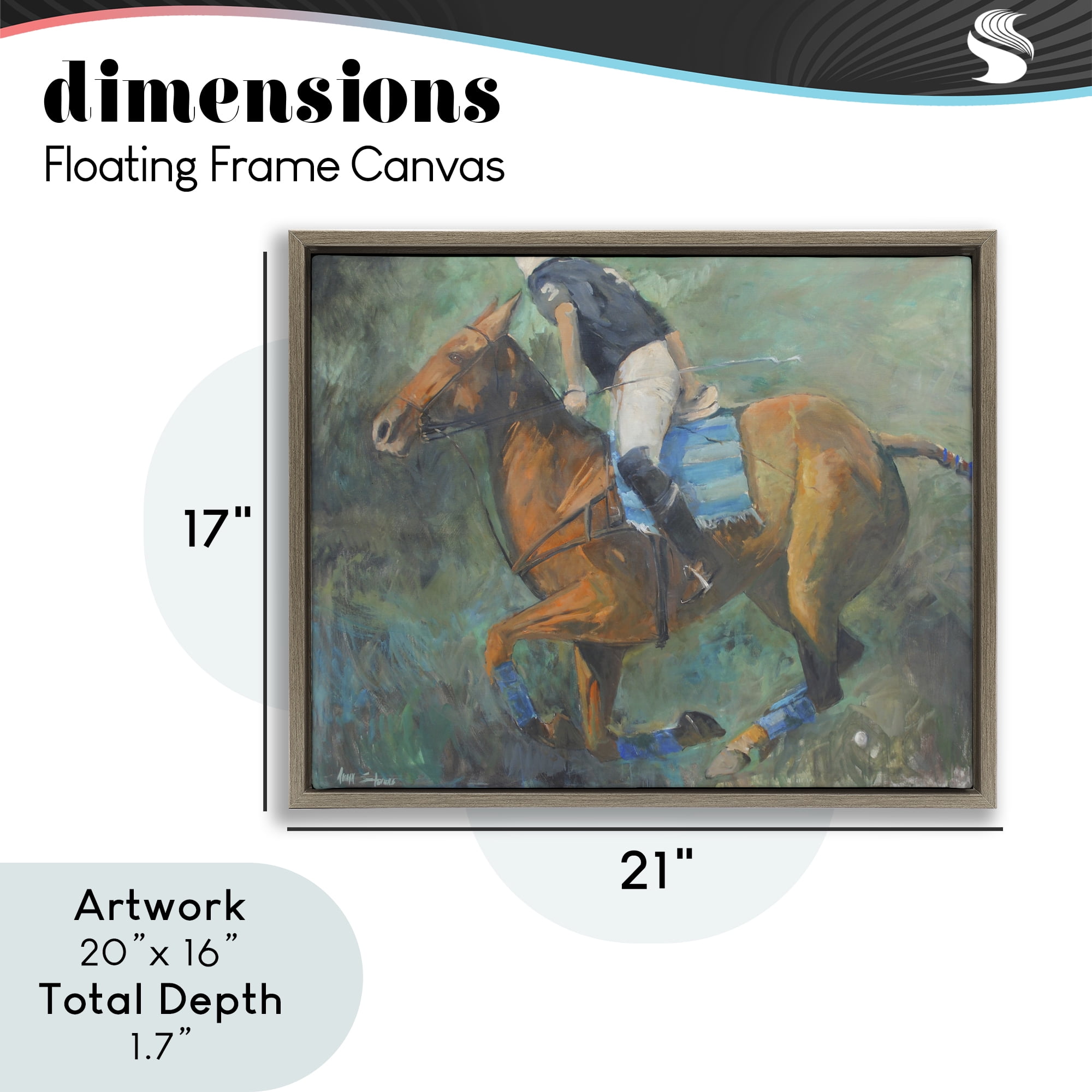 Stupell Industries Polo Rider in Dynamic Motion Brown Framed Floater Canvas Wall Art, design by Jadei Graphics