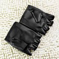 thumbnail image 3 of Guantes de cuero artificial antideslizantes de medio dedo sin dedos para hombre, 3 of 6