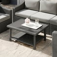 thumbnail image 6 of Martha Stewart Indoor-Outdoor Patio Coffee Table with Lower Storage Shelf and Engineered Wood Top in Gray Rattan Wicker, 6 of 11