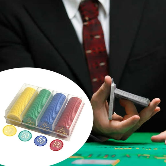 160 fichas de póquer de plástico con valor 10, 20, 50 y 100, números grandes para fichas, monedas y fichas de juegos de mesa