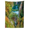 thumbnail image 3 of Ambesonne Fall Tablecloth Rectangular Table Cover, Scenic Fall Valley Lakes, 60"x84", Green Blue Orange, 3 of 4