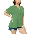 thumbnail image 3 of VERABENDI Women's Plus Size Tops Dropped Shoulder Short Sleeve Blouses Button Up V Neck T-Shirts,1X/2X/3X/4X, 3 of 6