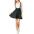 thumbnail image 3 of INSPIRE CHIC Women's Skirt Plaid Pleated Tartan Overall Elastic Waist Suspender Mini Skirt M Blue Green, 3 of 9