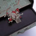 thumbnail image 2 of Pendientes de borla de estilo clásico chino precioso con diamantes de imitación rojos, peine para el pelo de novia, kaili Sencillez, 2 of 5