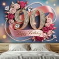 thumbnail image 3 of Elegant 90th Birthday Backdrop Pink Roses Ribbon Happy Birthday Photography Background Sparkling Diamond Pearl 90 Years Old Birthday Party Decorations Banner Supplies Photo Booth Props, 3 of 4