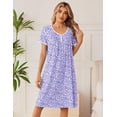 thumbnail image 5 of Ekouaer Cotton Nightgowns for Women Short Sleeve Night Gown V Neck Sleep Shirt Button Nightshirt Soft House Dress, 5 of 6