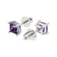 thumbnail image 2 of 14K Solid Gold Screw Back Stud Earrings for Women | 1 cttw Princess Cut Simulated Alexandrite | White Gold, 2 of 4
