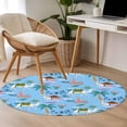 thumbnail image 4 of Round Rug 3.3Ft Washable Non-Slip, Desert Landscape Circle Area Rugs for Living Room Bedroom, Cute Camels Palm Trees Houses Leaves Blue Indoor Floor Mats Carpet Runner for Home Decor Aesthetic, 4 of 8