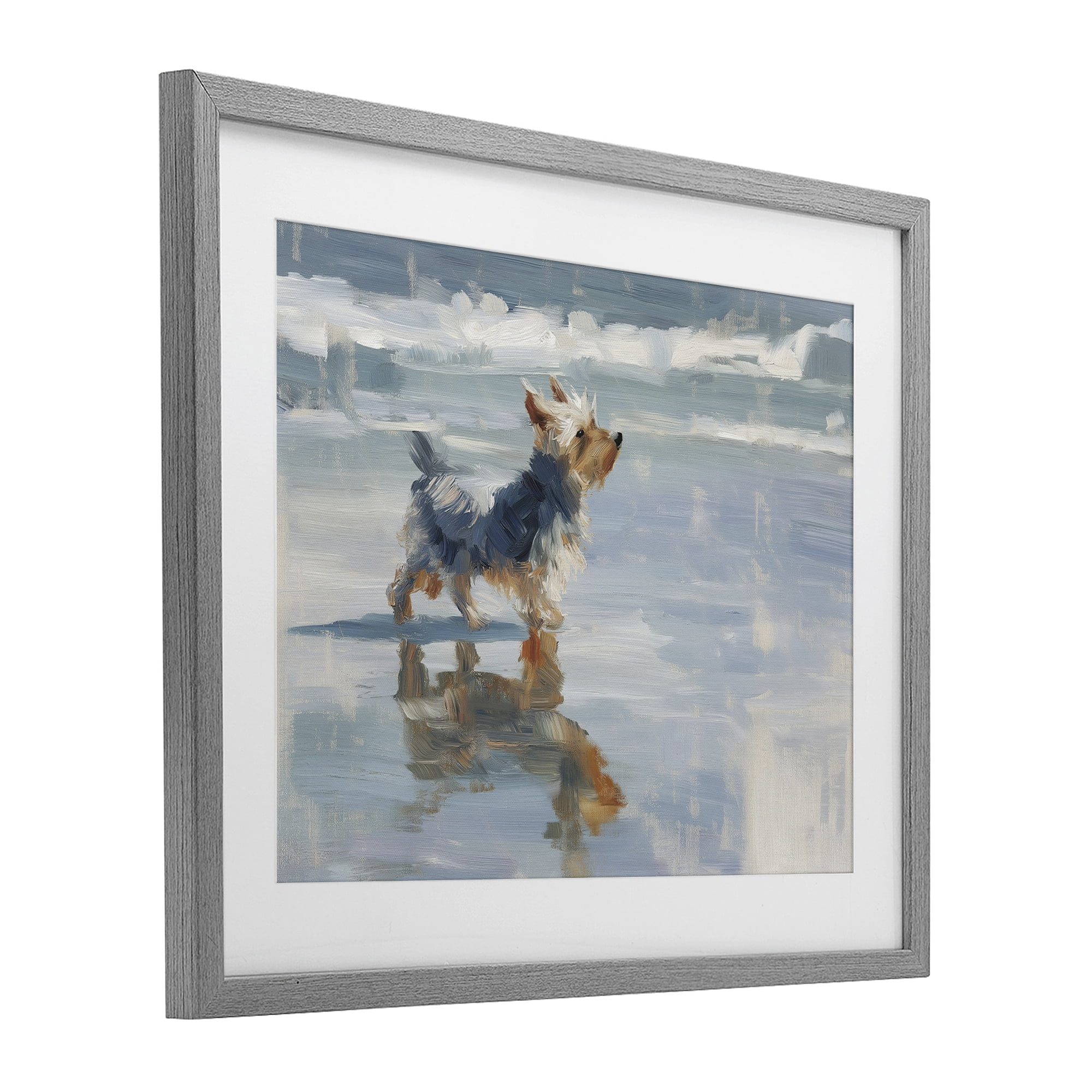 Stupell Industries Yorkie's Quiet Moment Gray Framed Print Under Glass, design by Svetlana Aleynikova