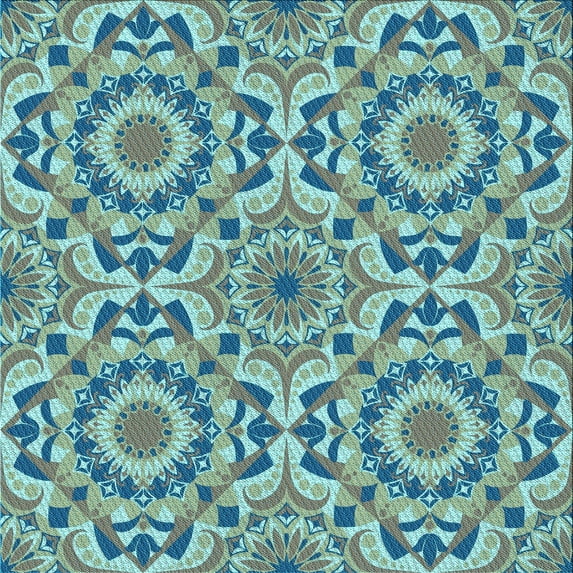 Ahgly Company Indoor Square Patterned Tiffany Blue Area Rugs, 5' Square