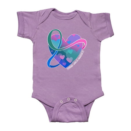 

Inktastic Thyroid Cancer Awareness Pink Teal Blue Ribbon Around Heart Gift Baby Boy or Baby Girl Bodysuit