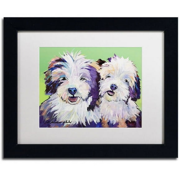 Trademark Fine Art "Litter Mates" Canvas Art by Pat Saunders-White, White Mat, Black Frame