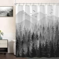 thumbnail image 5 of Black Misty Forest Shower Curtain Ombre Gray Grey White Waterproof Fabric Shower Curtains for Bathroom Nature Pine Tree Mountain Woodland Decorative Bath Curtain Decor (72'''' × 72''''), 5 of 6