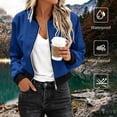 thumbnail image 2 of Puntoco Women's Water Resistant Zip Up Bomber Jacket, Lightweight Cropped Outdoor Windbreaker with Pockets, 2 of 8