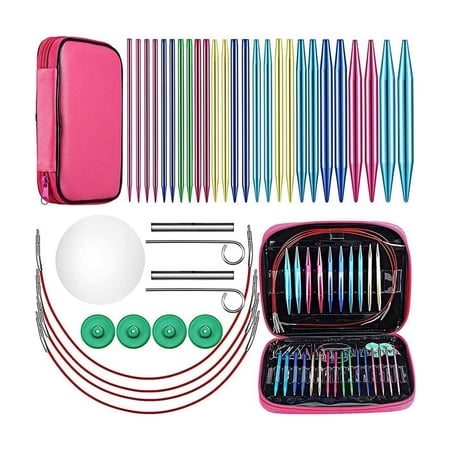 26 Pieces Aluminum Interchangeable Circular Knitting Needle Set,13 Size Interchangeable Crochet Needles for Knitting By PULMCheerger