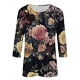 thumbnail image 2 of Craaazy Women's Loose 3/4 Length Sleeve Crew Neck Blouses with Multi-prints Gifts, 2 of 4