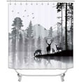 thumbnail image 2 of 4PCS Moose Shower Curtain Set, Deer Elk Woodland Animal Hunting Lodge Cabin Brown Black Buffalo Plaid Country Rustic Farmhouse Bathroom Decor, Fabric Shower Curtain, Non-Slip Bath Mat, 2 of 7