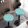 thumbnail image 3 of Renewold Round Bar Stool Seat Covers Stretchy Irish Stool Slipcovers 13-15 Inch Bathroom Vanity Stool Seat Cover for Home Bar Decor, 2 Count, Mint Green Leopard Print, 3 of 6