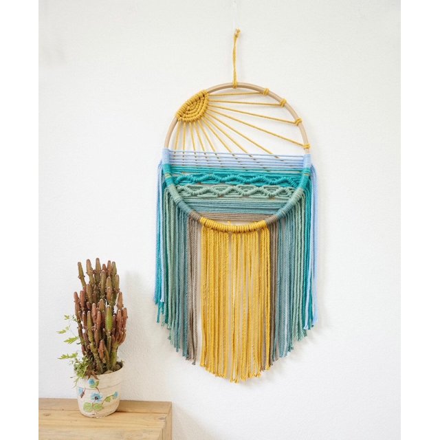XWSHYW Adornos Colgantes Tapiz de Pared con Diseño de Amanecer y Atardecer, Tejido a Mano, para Decoración de Habitaciones