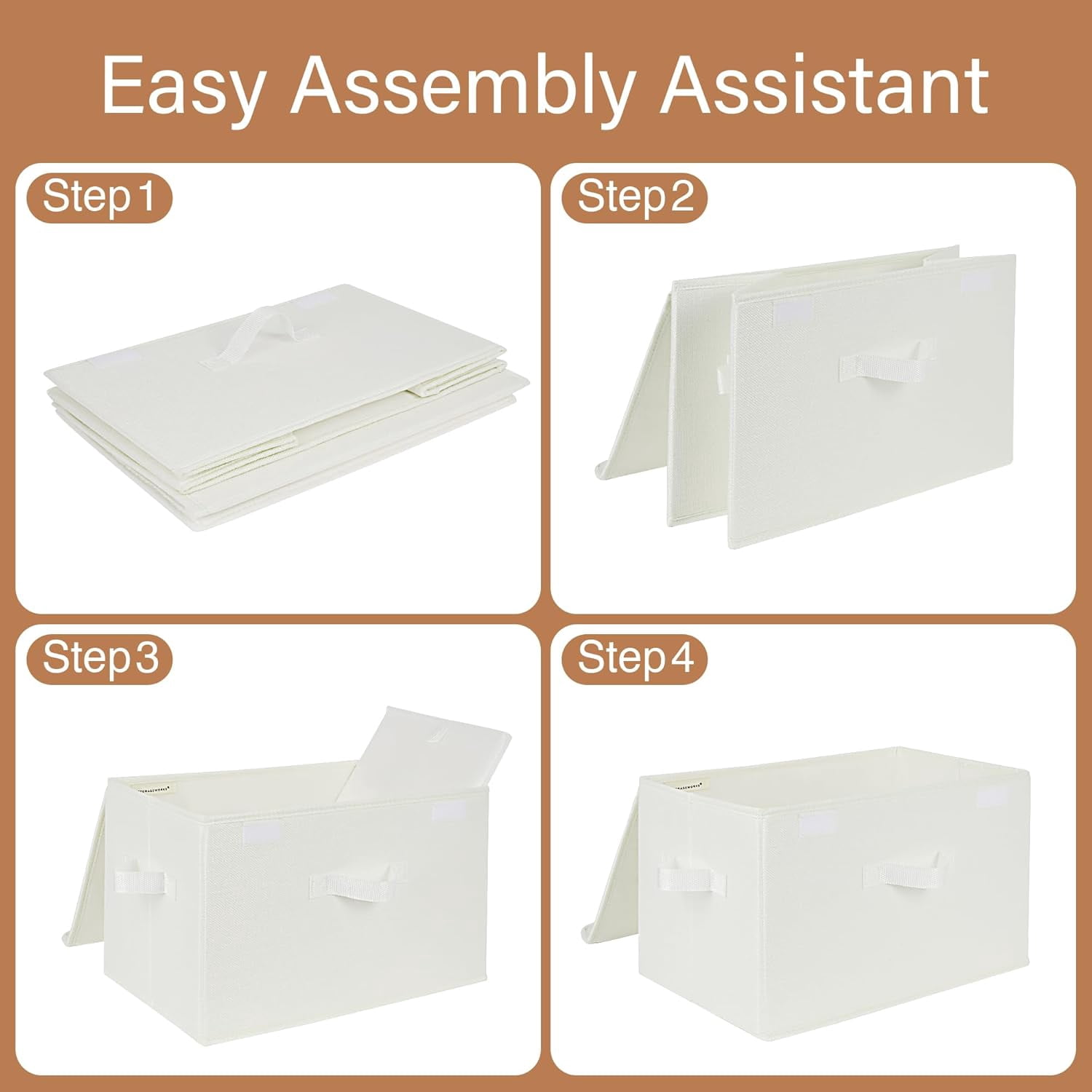 GRANNY SAYS Large Fabric Storage Bins with Lids, Keepsake Box, Collapsible Closet Organizers, White, 2-Pack
