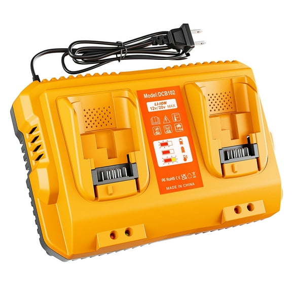 Abeden DCB102 Dual-Ports Battery Charger Compatible DeWalt 12V 20V Max Lithium Battery