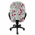 thumbnail image 3 of Love Office Chair Slipcover, Graffiti Style Love Word with Hearts Couple Date Romantic Feelings Theme, Stretch Decorative Fabric Cover, Standard Size, Magenta Ivory Pale Green, by Ambesonne, 3 of 5