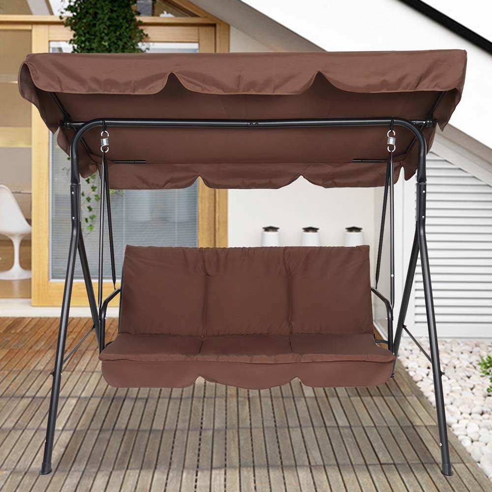 enyopro 3 Person Outdoor Patio Swing Seat with Adjustable Canopy, All Weather Resistant Hammock Swing Chair W/ Removable Cushions, High Load-Bearing Sunshade Swing for Patio Garden Balcony, T796 - image 1 of 9