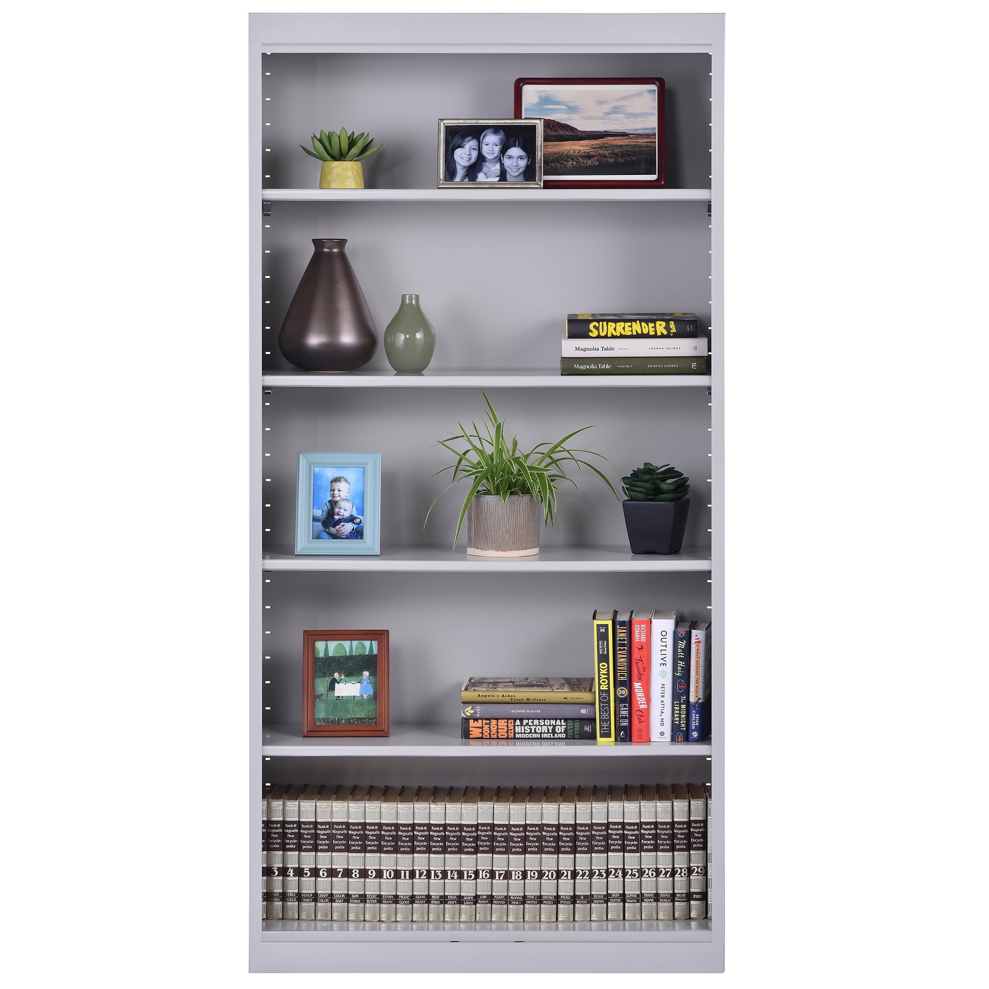 Sandusky Welded Steel Freestanding Bookcase Storage Cabinet, Dove Gray