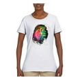 thumbnail image 2 of Lion Paint Art Splatter Abstract Art Animal Lover Womens Graphic T-Shirt, White, Large, 2 of 3