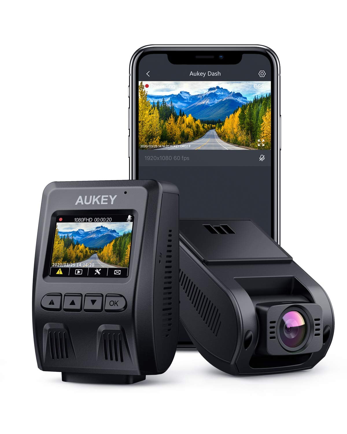 abort forklædning ejer AUKEY Wifi Dash Cam, 1080P FHD Dash Camera for Cars, 6-Lane 170-Degree Wide  Angle Lens Car Camera, Black-DR02 P - Walmart.com