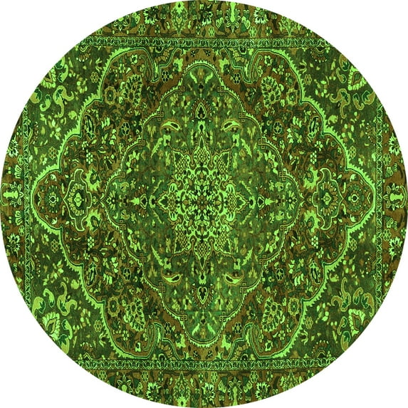 Ahgly Company Indoor Round Persian Green Traditional Area Rugs, 5' Round