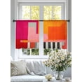 thumbnail image 4 of Pink Orange Semi Sheer Window Curtains 54 Inches Long, Geometric Modern Abstract Oil Painting Rod Pocket Voile Silky Chiffon Curtain Light Filtering Drapes for Living Room, Kitchen, 52"x54", 2 Panels, 4 of 9