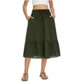 thumbnail image 2 of Xixinqiwan Women Summer Skirts Clearance under $5,Women's Midi Skirt Elastic High Waist A-Line Skirt Solid Pleated Tiered Casual Flowy Skirt, 2 of 7