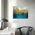 thumbnail image 3 of GOSMITH  Teal Abstract Cityscape Canvas Wall Art Modern Skyline Gold Painting Blue Grey Textured Picture Turquoise Artwork Framed for Living Room Bedroom Bathroom Home Office Wall Decor, 3 of 4