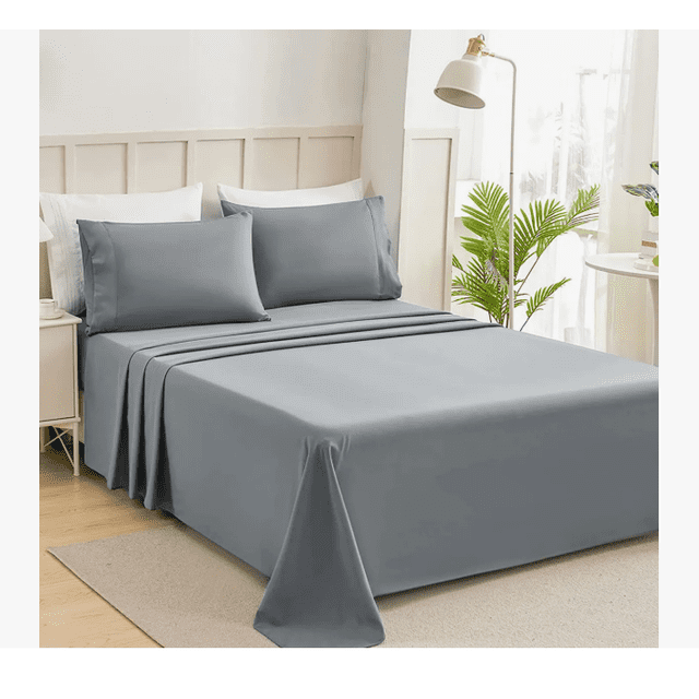 Juego De Sábanas King Size Ultra Suave 4piezas color gris